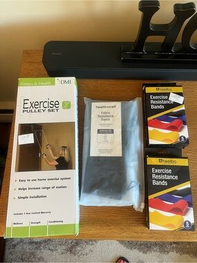 DMi Resistance Bands and Pulley Home Exercise Set - 2 boxes of Resistance Bands